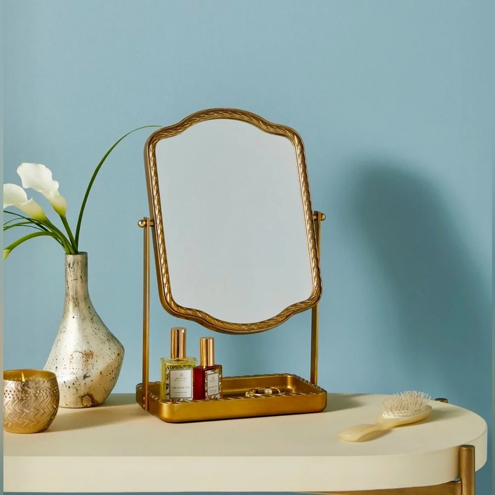 Anthropologie Brodie Twisted Metal Tabletop Vanity Mirror NEW